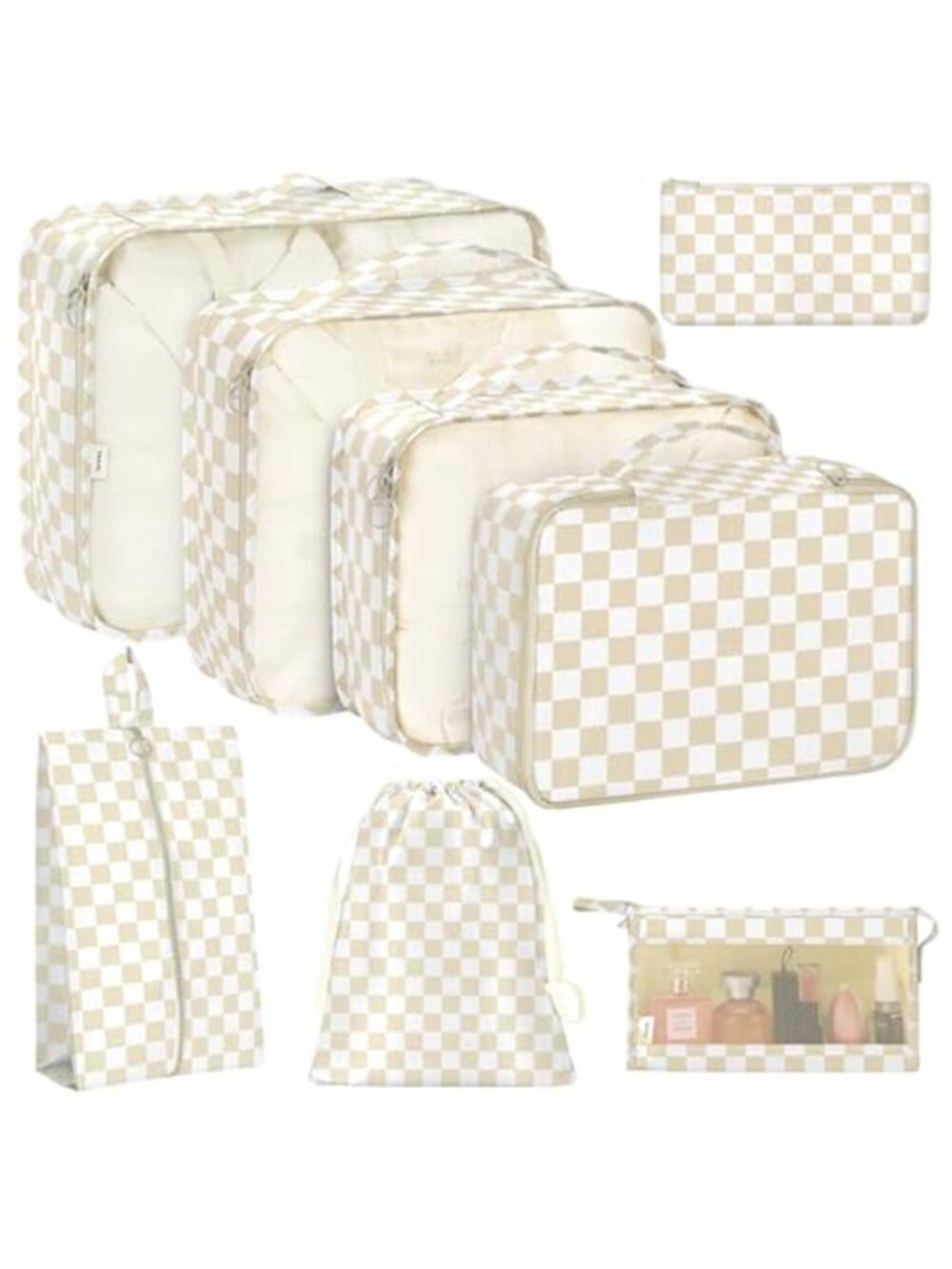 8 Piece Packing Cubes Set Travel Luggage Organizer Bags Shoe Toiletry Laundry